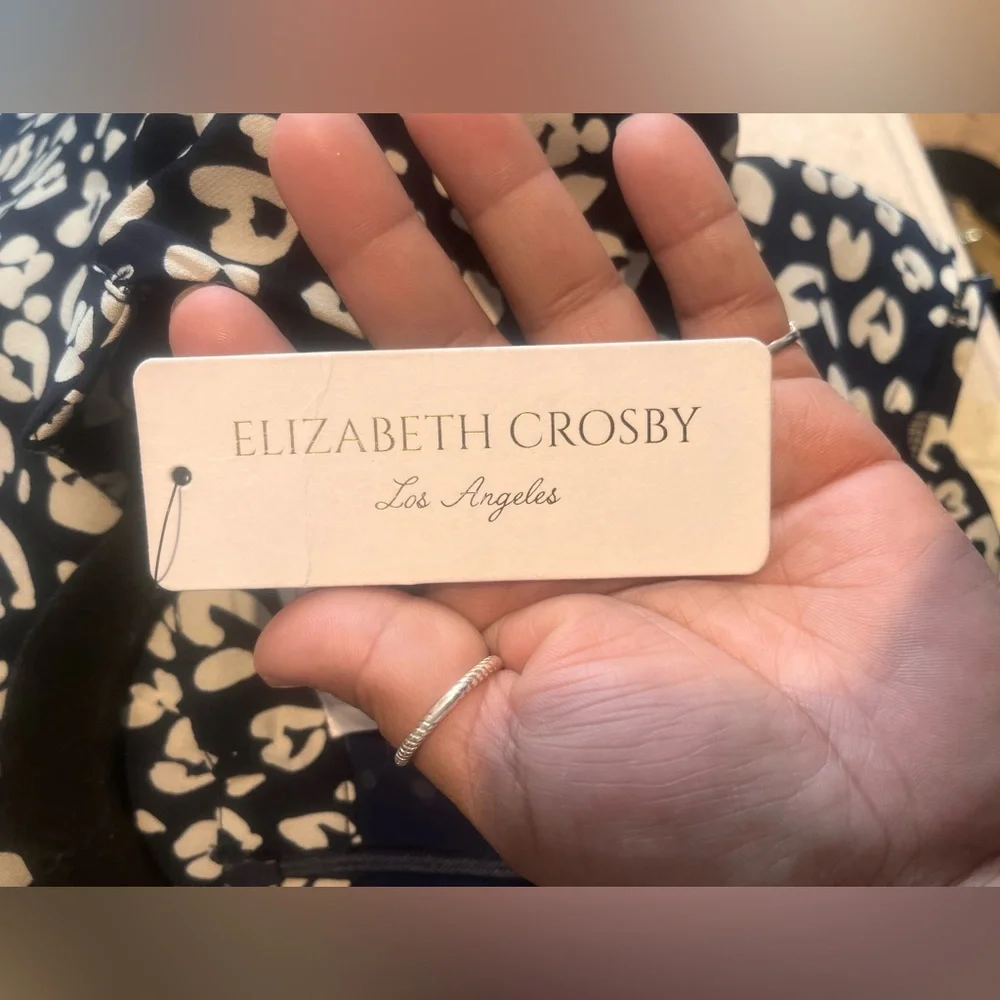 ELIZABETH CROSBY Elegant Black and White Heart Midi Dress - Picture 4 of 6